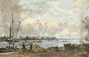 Lossen Aan De Willemskade Te Rotterdam: Unloading The Cargo by Johann Hendrik Van Mastenbroek