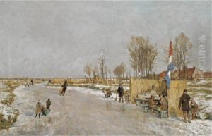 'ijsvreugde Op Holland's Vaarten' (winter Fun On A Dutch Canal) by Johann Hendrik Van Mastenbroek