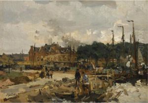 A View Of Amsterdam by Johann Hendrik Van Mastenbroek