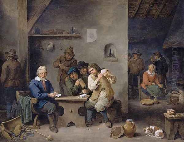 Figures Gambling in a Tavern 1670 - view 1