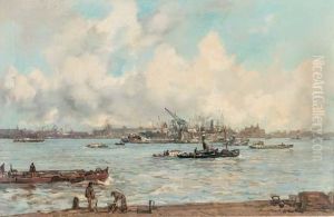 De Maas Bij Den Willemskade: A Busy Day On The River, Rotterdam