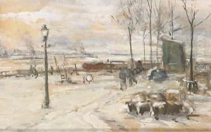 A View Of The Willemskade In Winter, Rotterdam