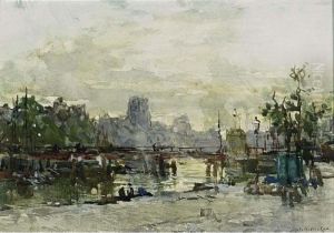 A View Of Rotterdam With The Laurenschurch In The Background by Johann Hendrik Van Mastenbroek