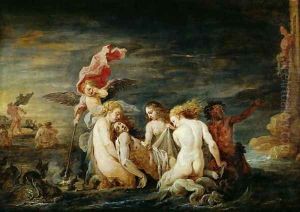 Hero and Leander- Leander Found by the Nereids, copy of a painting by Domenico Feti, 1650-56