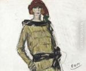 Jeune Femme - Verso: Soldats Allemands by Eugeen Van Mieghem