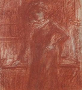 Vrouw Bij Toog by Eugeen Van Mieghem