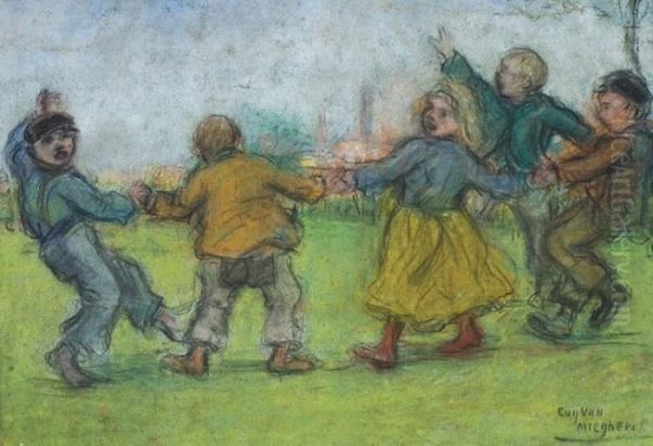 Dansende Kinderen Op Het Grasplein - view 1