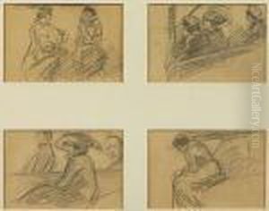 Vier Tekeningen Van Personages by Eugeen Van Mieghem