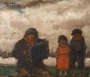 The Antwerp Roadsted With Figures by Eugeen Van Mieghem