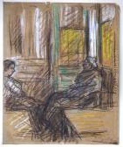 Zittende Dames In Een Interieur - Dames Assises Dans Un Interieur. by Eugeen Van Mieghem