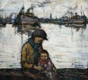 Les Enfants Au Port by Eugeen Van Mieghem