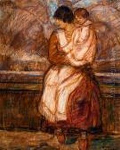 Femme Et Enfant Au Port by Eugeen Van Mieghem