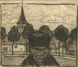 Boer Bij Het Dorp. by Eugeen Van Mieghem