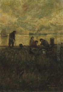 Figures On A Dyke by Eugeen Van Mieghem