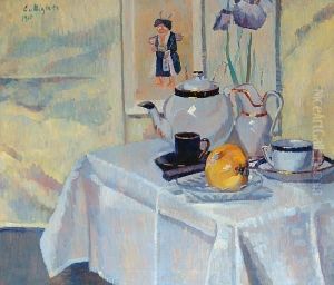 Still Life On A Table With Iris Beyond