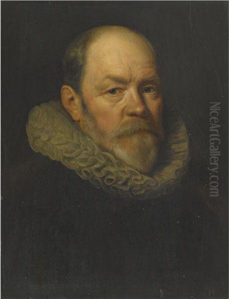 Portrait Of Paulus Van Beresteyn
(1548-1628), Mayor Of Delft, Halflength, Wearing A Black Shirt And
White Ruff - view 1