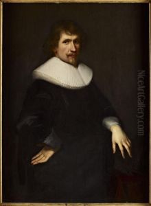 Three Quarter Length Portrait Of A Gentleman In White Ruff by Michiel Jansz. Van Miereveldt