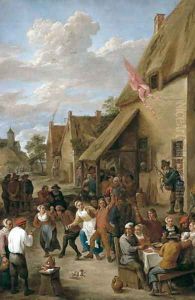 A Village Kermese with Peasants Merrymaking by David The Younger Teniers