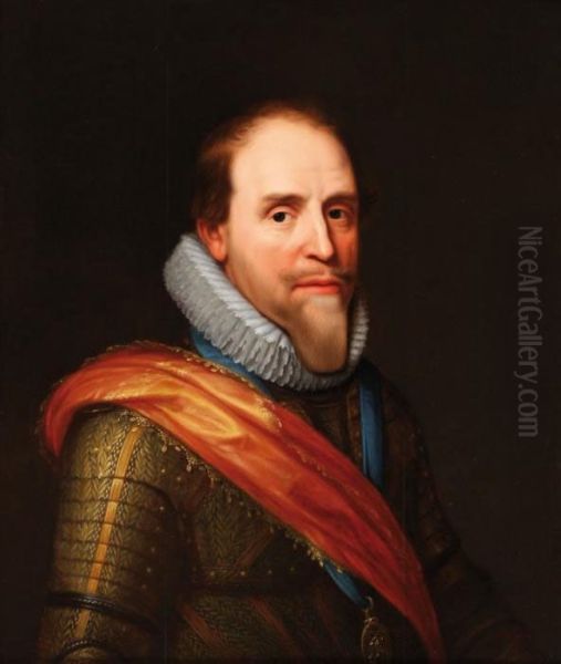 Portrait Of Princemaurits Of 
Orange, Bust-length, Wearing Armour, Lace Collar Andorange Sash - view 1