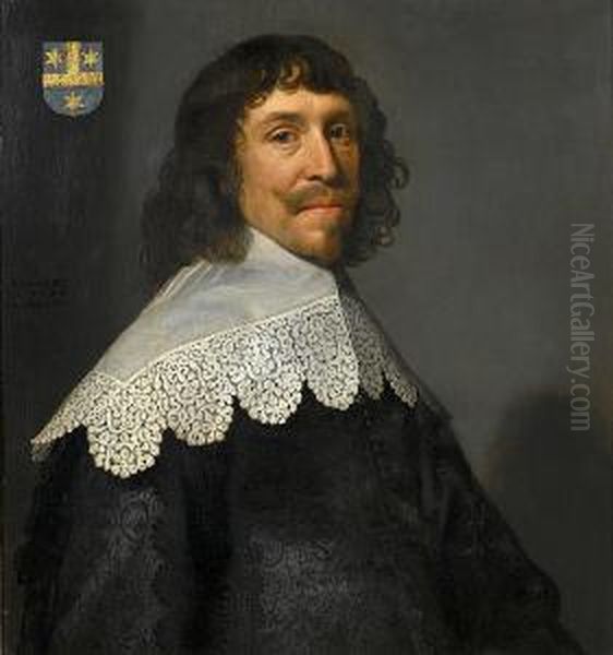 Portrait Of Jacob Pauw Of Delft,
 Half-length, In An Embroidered Black Silk Tunic And Lace Collar - view 1