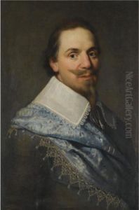 Portrait Of A Gentleman, Head And Shoulders, Wearing Grey With A Pale Blue Sash Portrait Of A Gentleman, Head And Shoulders, Wearing Grey With A Pale Blue Sash