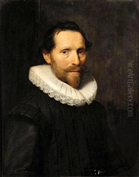 Portrait Of A Gentleman Said To
Be Hugo Grotius, Half Length, Wearing Black With A White Ruff - view 1