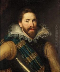 A Portrait Of A Man, Half Length, Wearing A Cuirasse And A Blue Sash