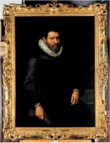 Portrait Of A Gentleman, Three 
Quarter Length, Wearing A Black Jacket With A Lace Ruff, Holding A Pair 
Of Gloves - view 1