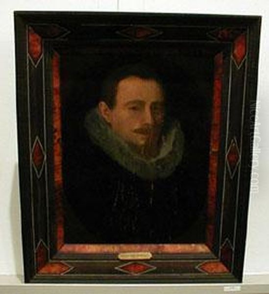 Head And Shoulders Portrait Of A Gentleman With A White Ruff by Michiel Jansz. Van Miereveldt
