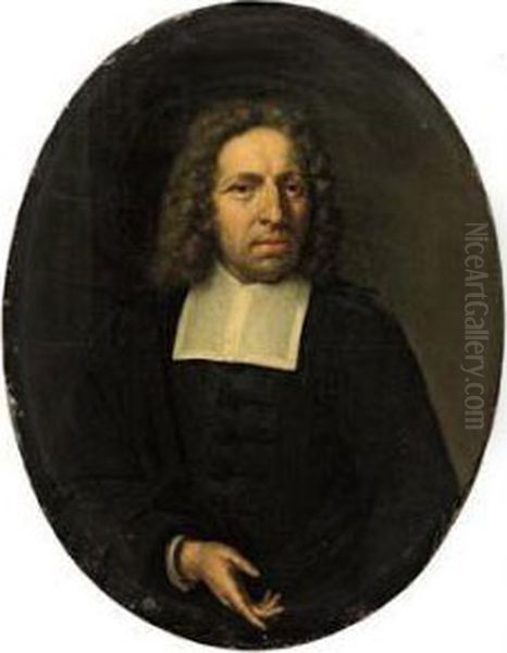 Portrait Of A Gentleman, Half-length, In A Black Costume With Awhite Collar - view 1