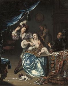 Figures Making Merry In An Interior by Willem Van Mieris Leiden