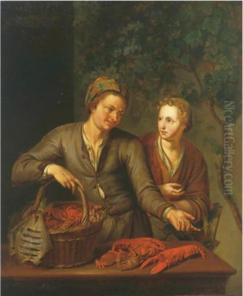 A Fishmonger Selling Crabs To A Lady - view 1