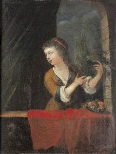 Junge Dame Mit Papagei. by Willem Van Mieris Leiden