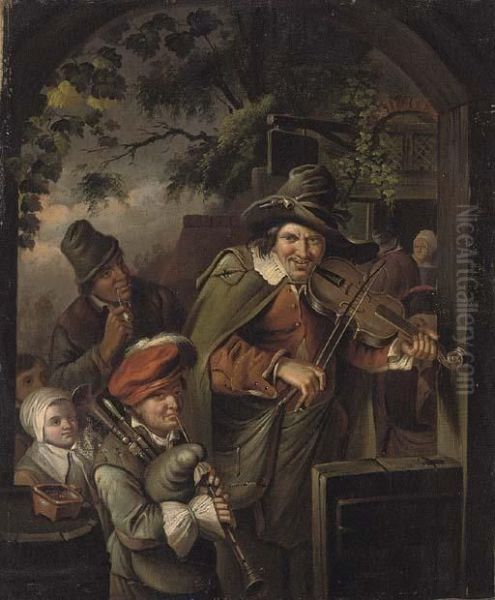 Musicians At The Entrance To An Inn - view 1