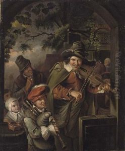 Musicians At The Entrance To An Inn by Willem Van Mieris Leiden