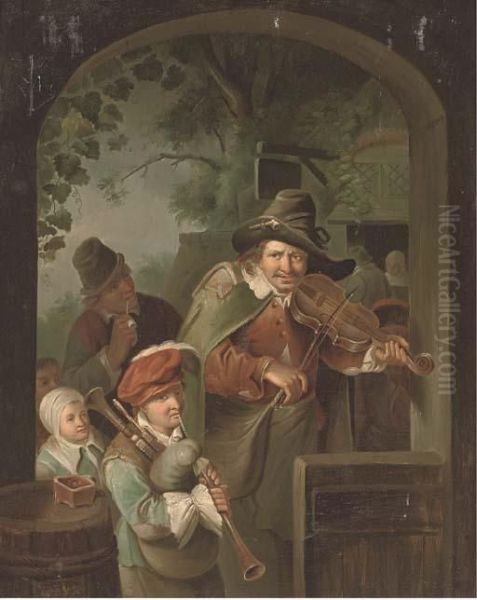 Musicians At An Entrance To An Inn - view 1