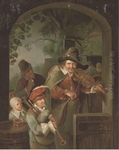 Musicians At An Entrance To An Inn by Willem Van Mieris Leiden