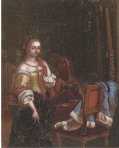 A Lady And Her Maid In An Interior by Willem Van Mieris Leiden