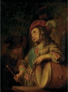 Boys Playing The Flute And Drum