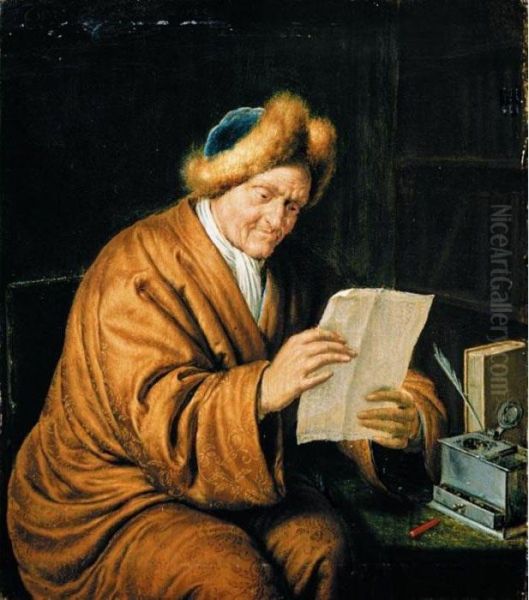 An Old Man Reading A Newspaper - view 1
