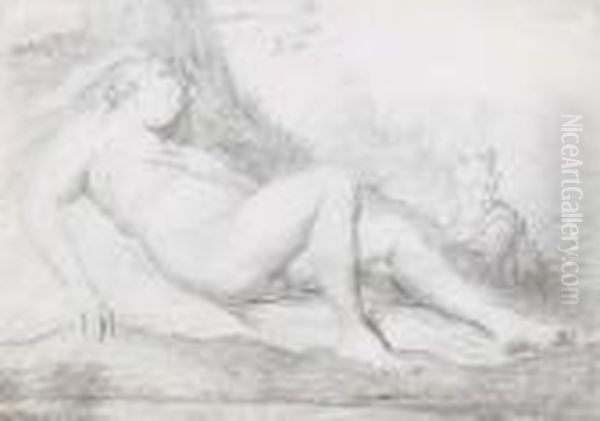 A Sleeping Nymph Watched By A Satyr - view 1