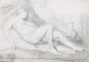 A Sleeping Nymph Watched By A Satyr
