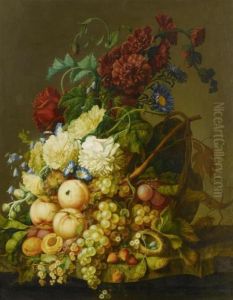 Still Life Of Flowers And Fruits. by Jan van Os