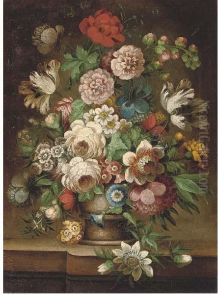 Parrot Tulips, Roses And Other Flowers - view 1
