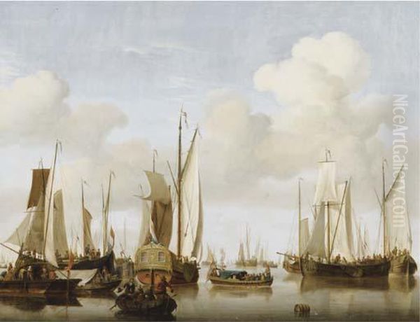 A Calm With Merchants In A Rowing Boat In The Foreground - view 1