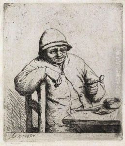 Smoker Leaning On The Back Of A Chair by Adriaen Jansz. Van Ostade