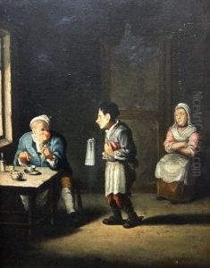 Tavern Scene With Old Man Holding A Pipe by Adriaen Jansz. Van Ostade