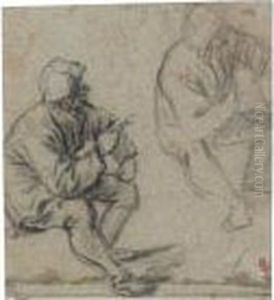 Recto: Two Studies Of Seated Peasants