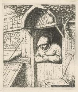 A Peasant Leaning On His Doorway by Adriaen Jansz. Van Ostade