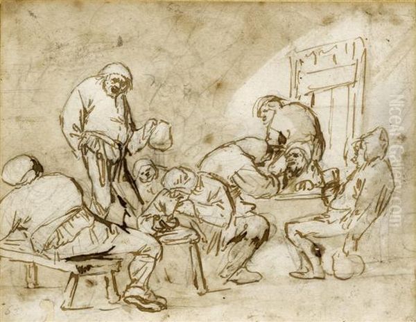 Eight Peasants In A Tavern - view 1